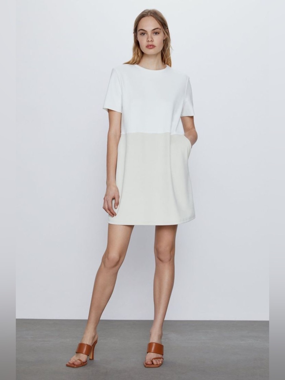 Zara Faux Suede Dress in Color-block - EUC